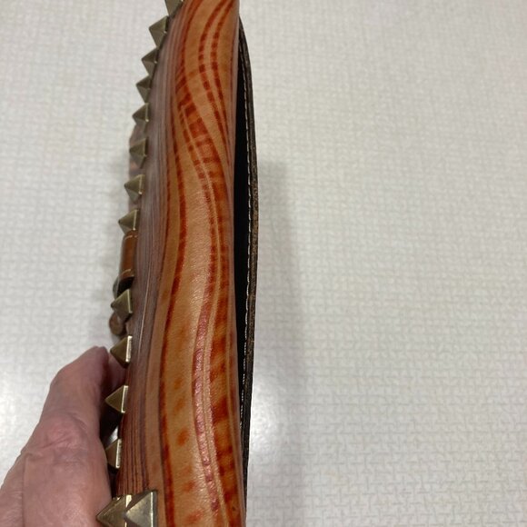 EUC Patricia Nash Leather Clutch or Large Wallet in Wavy Stripes & Studs Design - Picture 3 of 6